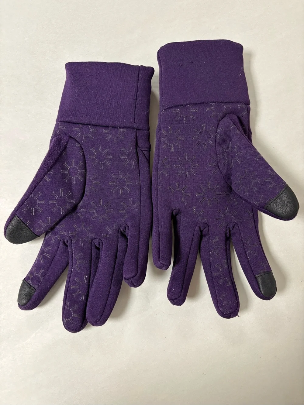 Purple Tech Gloves with Zip Pocket Lined Stretch Size M/L